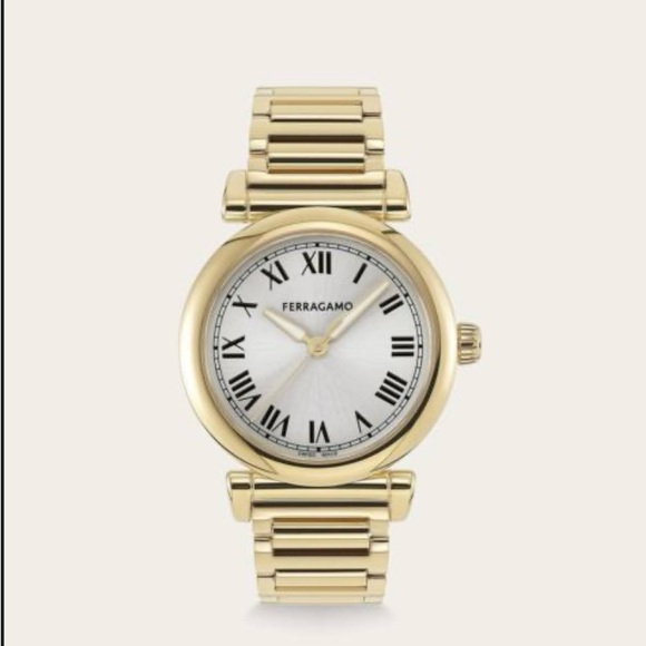 Salvatore Ferragamo Gold and White Women's Watch - Picture 1 of 4